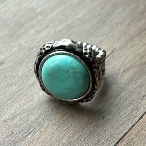 Elastic turquoise silver ring